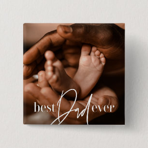Best Dad Ever Modern Classic Simple Elegant Photo 15 Cm Square Badge