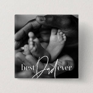 Best Dad Ever Modern Classic Simple Elegant Photo 15 Cm Square Badge