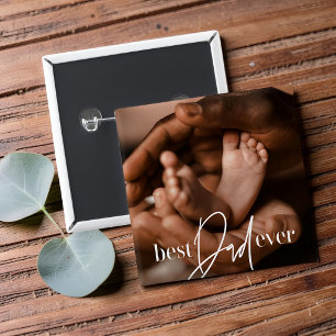Best Dad Ever Modern Classic Simple Elegant Photo 15 Cm Square Badge