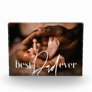 Best Dad Ever Modern Classic Simple Elegant Photo Block