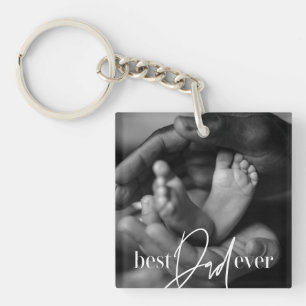 Best Dad Ever Modern Classic Simple Elegant Photo Key Ring