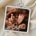 Best Dad Ever Modern Classic Simple Elegant Photo Key Ring<br><div class="desc">This simple and modern design is composed of serif and cursive typography and add a custom photo</div>