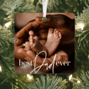 Best Dad Ever Modern Classic Simple Elegant Photo Metal Tree Decoration