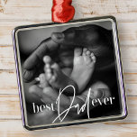 Best Dad Ever Modern Classic Simple Elegant Photo Metal Tree Decoration<br><div class="desc">This simple and modern design is composed of serif and cursive typography and add a custom photo</div>