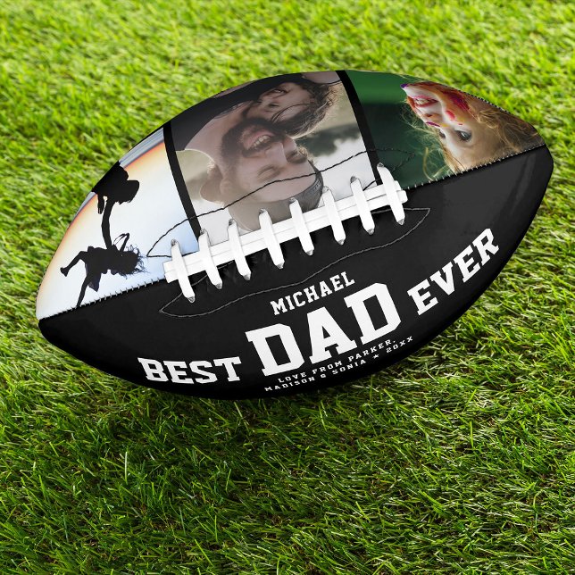 BEST DAD EVER Modern Cool Colour Photo Collage American Football (Creator Uploaded)