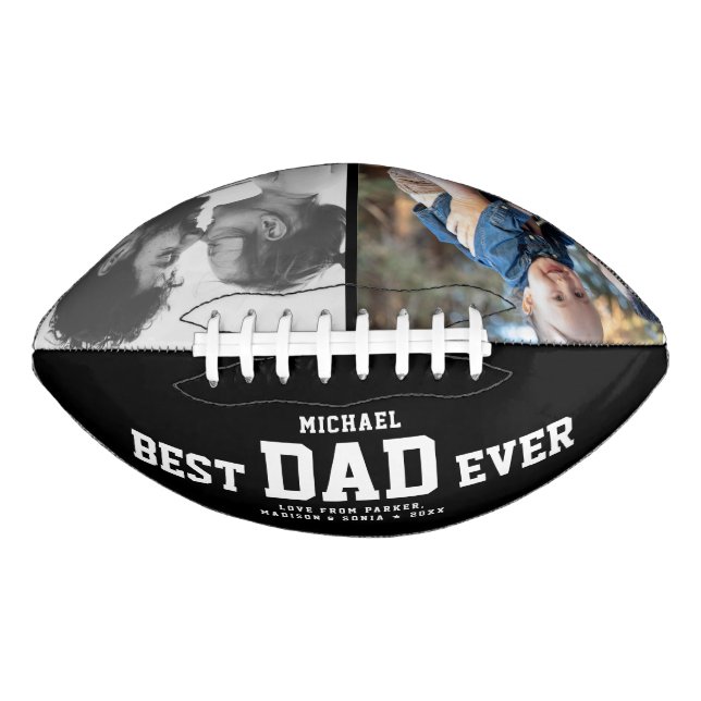 BEST DAD EVER Modern Cool Photo Collage Custom American Football (Front)