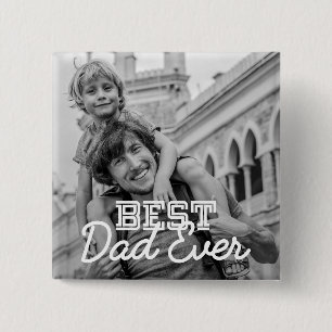 Best Dad Ever Modern Cool Stitch Custom Photo 15 Cm Square Badge