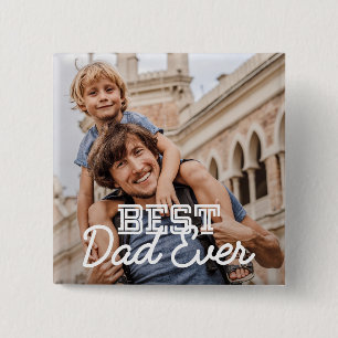 Best Dad Ever Modern Cool Stitch Custom Photo 15 Cm Square Badge