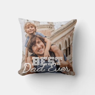 Best Dad Ever Modern Cool Stitch Custom Photo Cushion