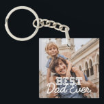 Best Dad Ever Modern Cool Stitch Custom Photo Key Ring<br><div class="desc">This simple and modern design is composed of serif and cursive typography and add a custom photo</div>