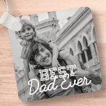 Best Dad Ever Modern Cool Stitch Custom Photo Key Ring<br><div class="desc">This simple and modern design is composed of serif and cursive typography and add a custom photo</div>