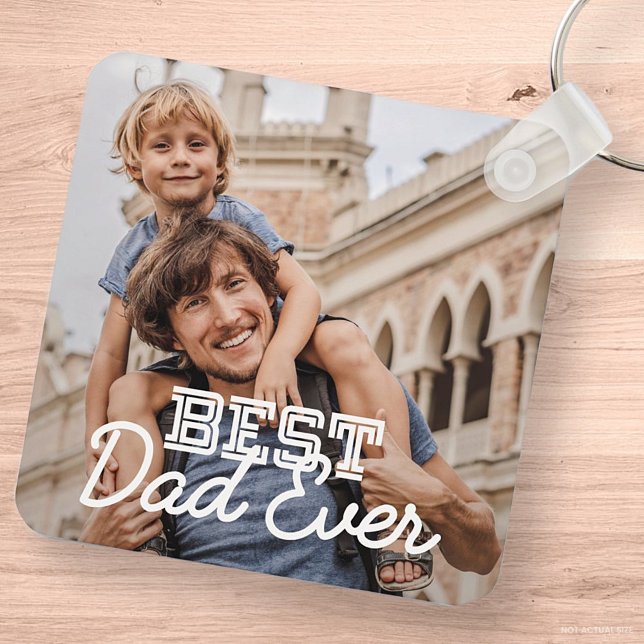 Best Dad Ever Modern Cool Stitch Custom Photo Key Ring (Creator Uploaded)