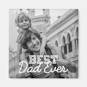 Best Dad Ever Modern Cool Stitch Custom Photo Magnet