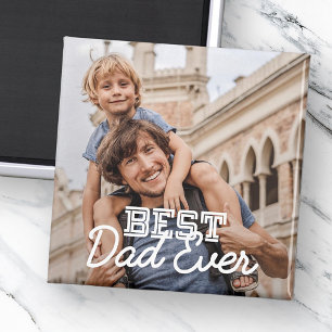 Best Dad Ever Modern Cool Stitch Custom Photo Magnet