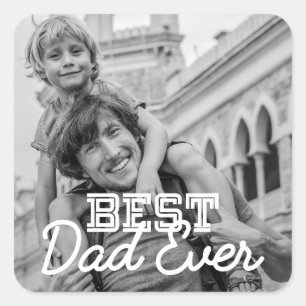 Best Dad Ever Modern Cool Stitch Custom Photo Square Sticker