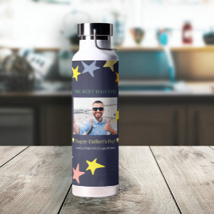 Best dad ever modern custom father photo water bottle