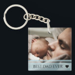 Best Dad Ever Modern Custom Photo Key Ring<br><div class="desc">"Best Dad Ever" and your photo on front with your own personalised message on the back.</div>
