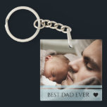 Best Dad Ever Modern Custom Photo Key Ring<br><div class="desc">"Best Dad Ever" and your photo on front with your own personalised message on the back.</div>