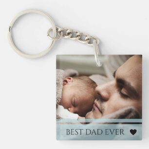 Best Dad Ever Modern Custom Photo Key Ring