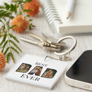Best dad ever modern Dad photo collage script Key Ring