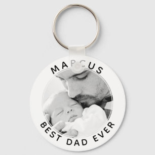 Best Dad Ever Modern Father`s Day Photo Key Ring