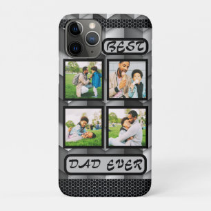 Best Dad Ever Modern Grey Family Photo Collage  iPhone 11 Pro Case