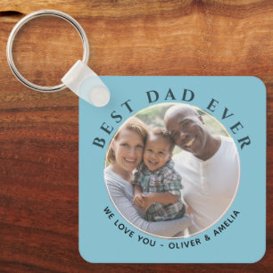 Best Dad Ever Modern Message Father`s Day Photo Key Ring