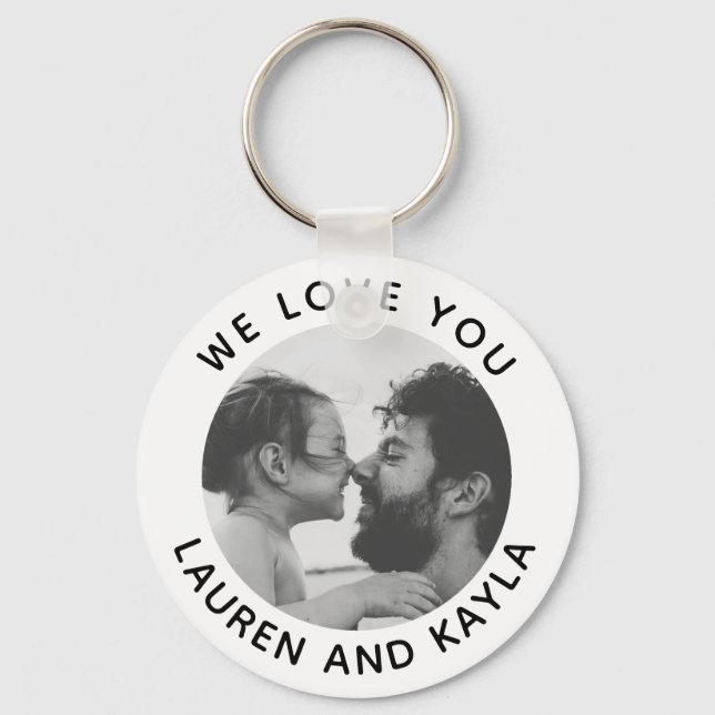 Best Dad Ever | Modern Minimal Photo Father Cool Key Ring (Front)