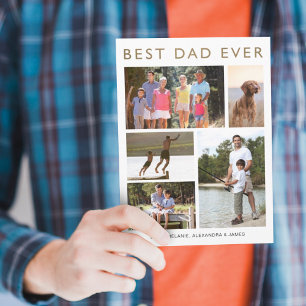 Best Dad Ever, Modern Minimal Photo Grid Collage Card