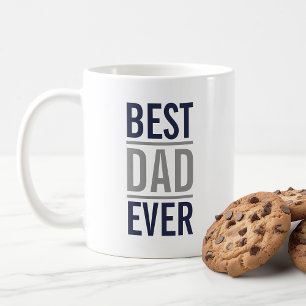 Best Dad Ever   Modern Navy Blue and Grey Coffee Mug