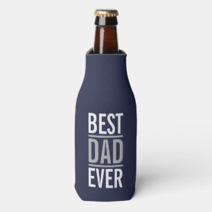 Best Dad Ever Modern Navy Blue Bottle Cooler