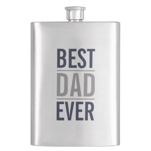 Best Dad Ever   Modern Navy Blue Hip Flask