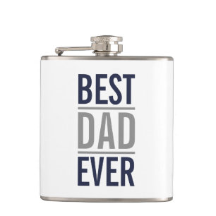 Best Dad Ever   Modern Navy Blue Hip Flask