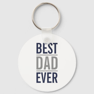 Best Dad Ever Modern Navy Blue Key Ring