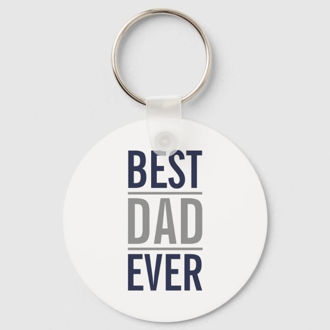 Best Dad Ever | Modern Navy Blue Key Ring (Front)