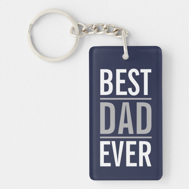 Best Dad Ever | Modern Navy Blue Keychain (Front)