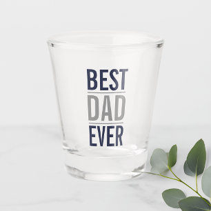 Best Dad Ever Modern Navy Blue Shot Glass