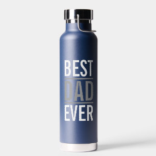 Best Dad Ever   Modern Navy Blue Water Bottle