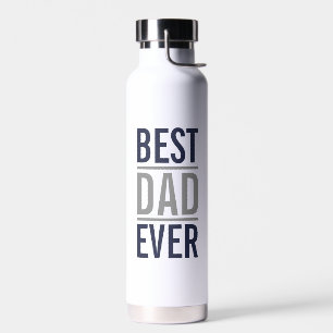 Best Dad Ever Modern Navy Blue Water Bottle