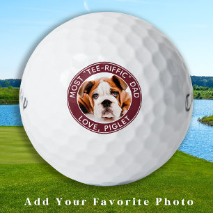 Best Dad Ever Modern Personalised Pet Dog Photo Golf Balls