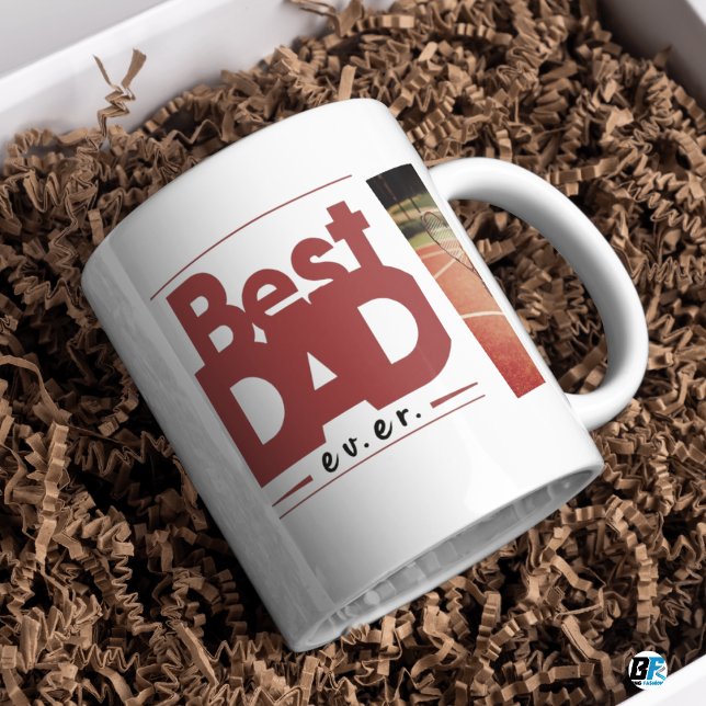 Best dad ever modern photo black Father's Day Two-Tone Coffee Mug (Creator Uploaded)