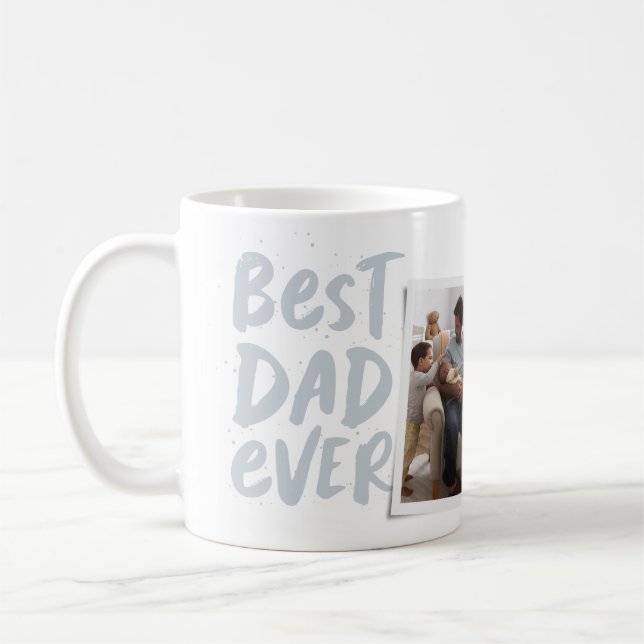 Best dad ever modern photo blue Father's Day Coffee Mug (Left)