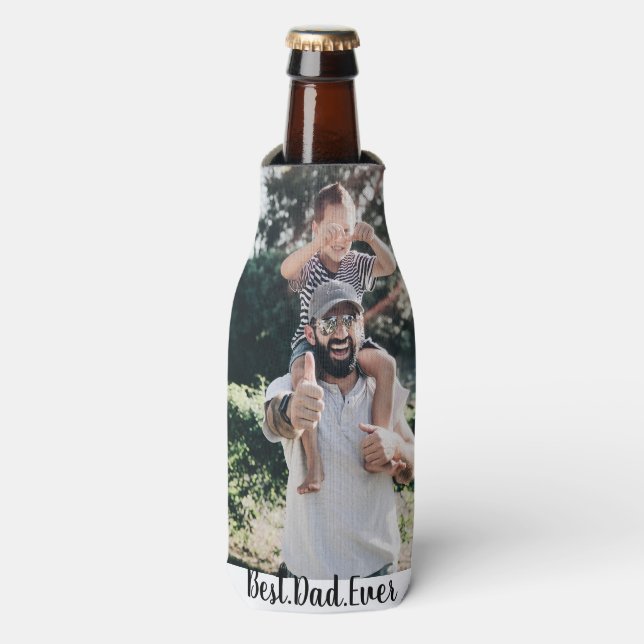 Best Dad Ever Modern Photo Collage Bottle Cooler (Bottle Front)