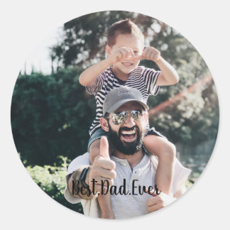 Best Dad Ever Modern Photo Collage Classic Round Sticker