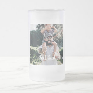 Best Dad Ever Modern Photo Collage Frosted Glass Beer Mug
