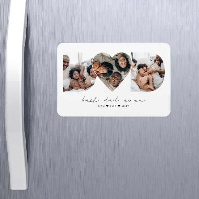 Best Dad Ever Modern Photo Collage Gift For Father Magnet (Creator Uploaded)