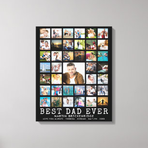 BEST DAD EVER Modern Photo Collage Name Canvas Print