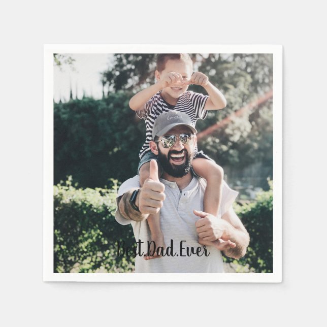 Best Dad Ever Modern Photo Collage Napkin (Front)