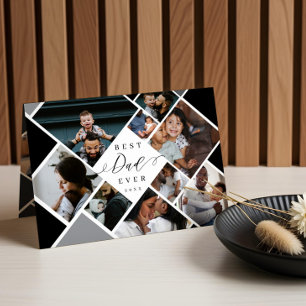 Best Dad Ever Modern Photo Collage Personalised Card