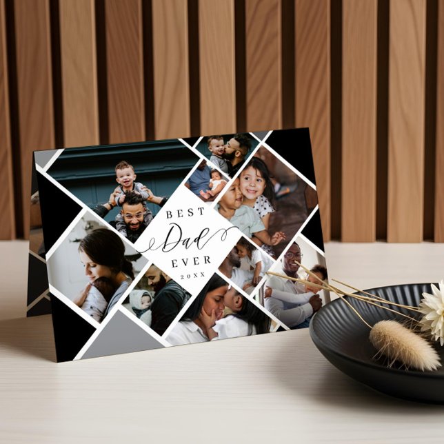 Best Dad Ever Modern Photo Collage Personalised Card (Best Dad Ever Modern Photo Collage Personalized Card)